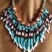 RESERVED FOR JENNY Native American tribal fringed collar necklace in copper and turquoise