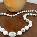 Vintage White Silver Marble Oval Bead Necklace