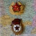 SALE /// Lot of 2 Soviet Red Star Military Hat Pin and Rare GVARDIA Enamel Award
