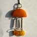 Vintage Natural Amber and Silver Metal Dangle Pin Brooch