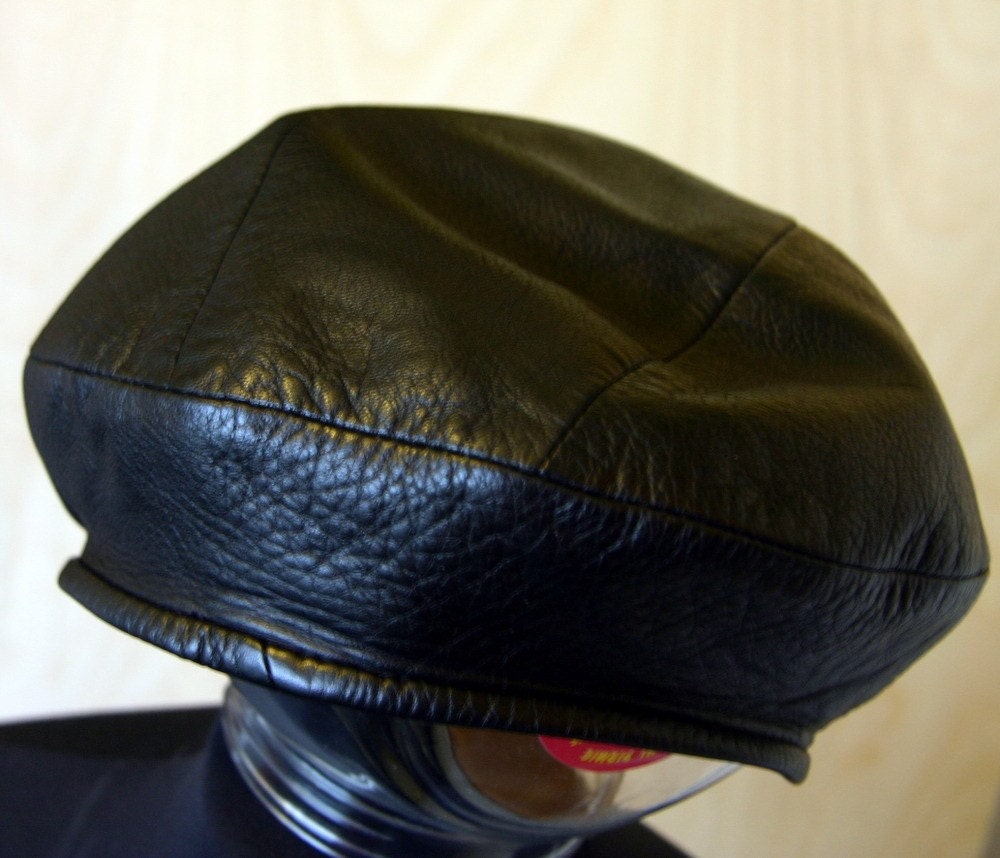 leather black beret