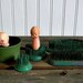 Vintage Flower Frogs 5 Green Chippy Paint
