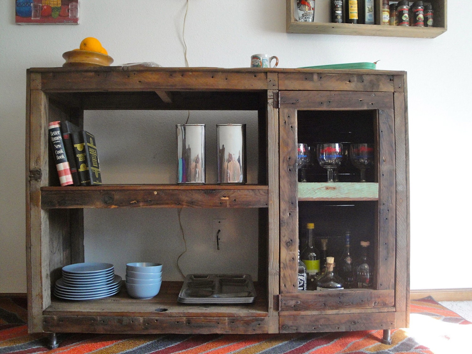 Handmade Reclaimed Wood Bookcase Wine Rack by appendageandbough