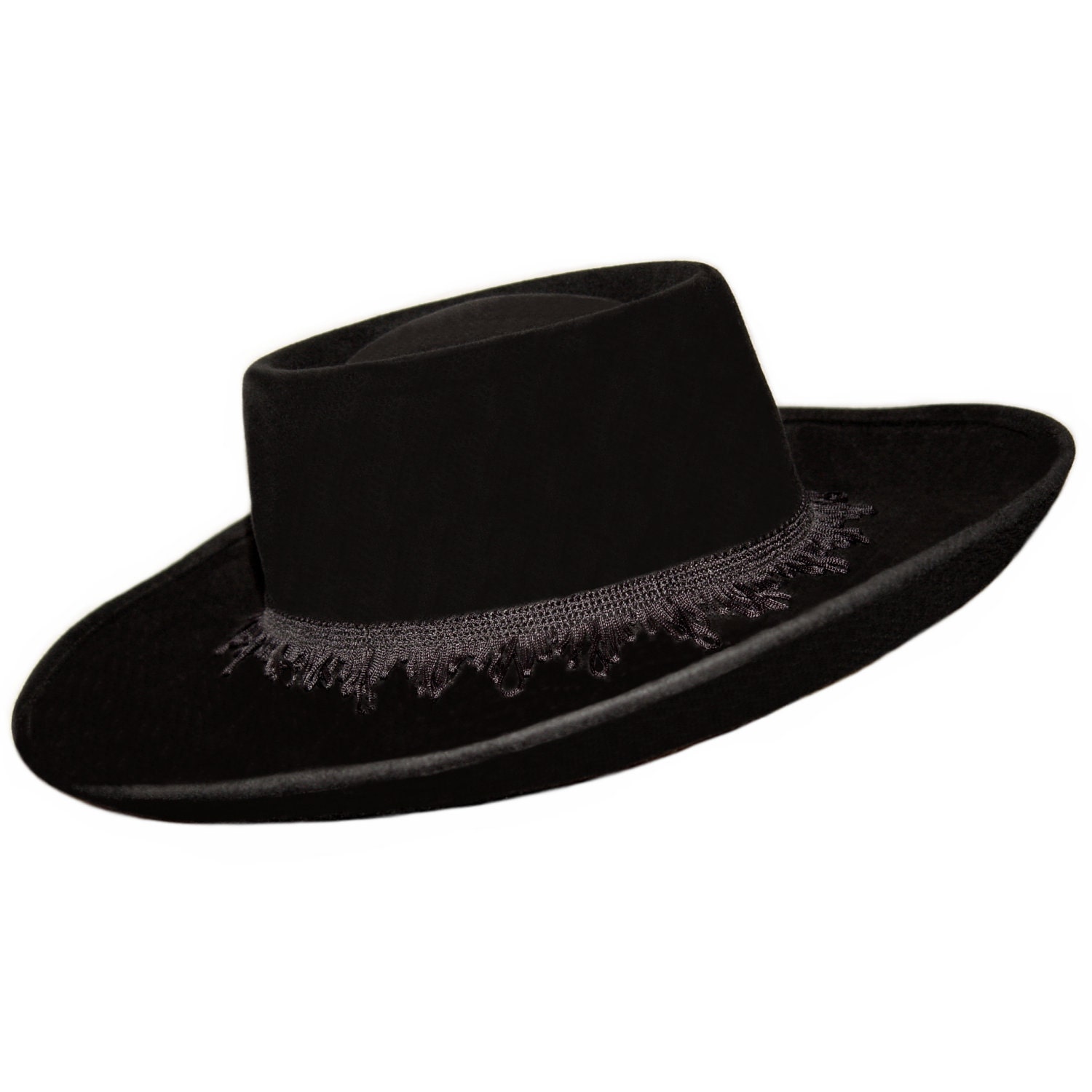 Black Hat Bloomingdale's Bolero Style Black Fringe