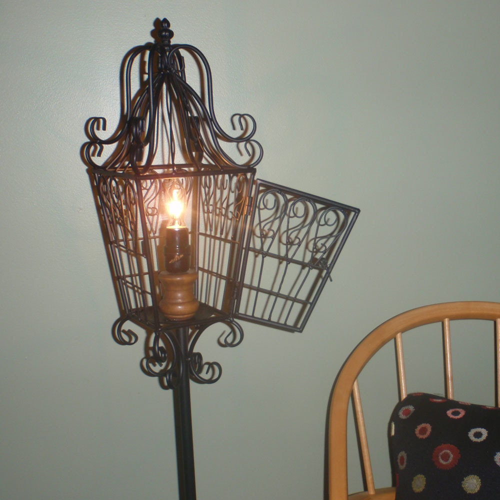 Anthropologie inspired black bird cage floor lamp by 1967Vintage