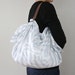 Black Friday -10% Sale Grey Stripe Furoshiki & Brown Leather Carry Strap for Bag Set