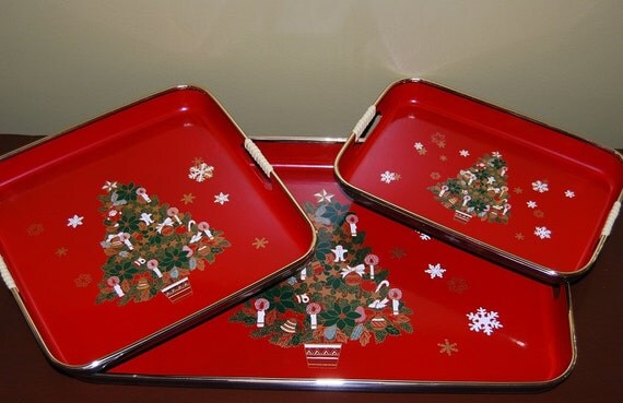 red christmas serving tray set red christmas serving tray set