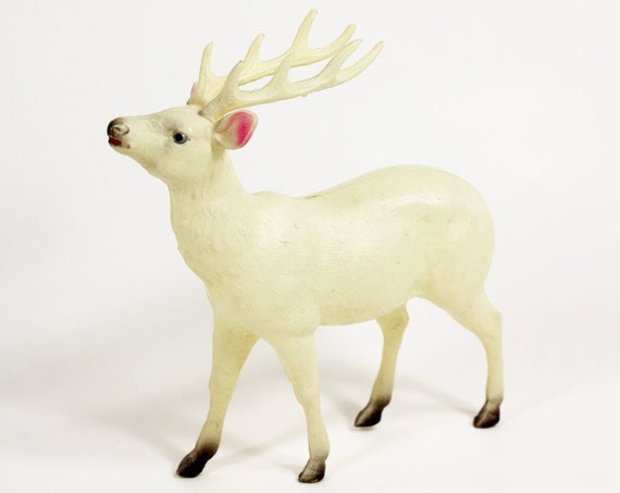 Large Occupied Japan Celluloid Reindeer with Black Eyes