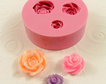 Flower Cabochon Mold Roses Asst. Sizes Flexible Silicone Mold Mould resin pmc polymer clay molds (183)