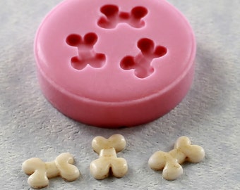 Tiny Dog Bone Bow Mold Silicone Mould Polymer Clay Resin Push Mold (291)