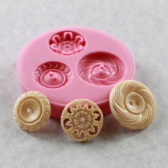 Vintage Button Casting Mold  Flexible Silicone Mold/Mould for Crafts, Jewelry, (chocolate, fondant, candy, resin, pmc, polymer clay) (288)