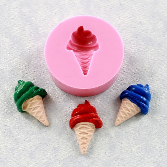 Kawaii Mini Ice Cream Cone Mold Miniature Food Mold Polymer