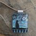 Moon Cat Pendant Dichroic Fused Glass Jewelry Necklace