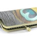 Feather Evening Bag Clutch - Peacock Silk Metal Frame Purse - Gold Bronze Teal Handbag - Special Occasion Bag