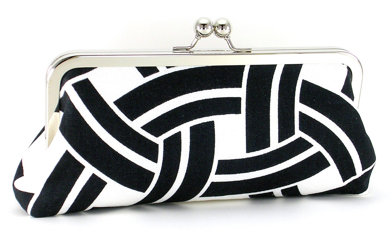 Black and White Geometric Clutch Handbag
