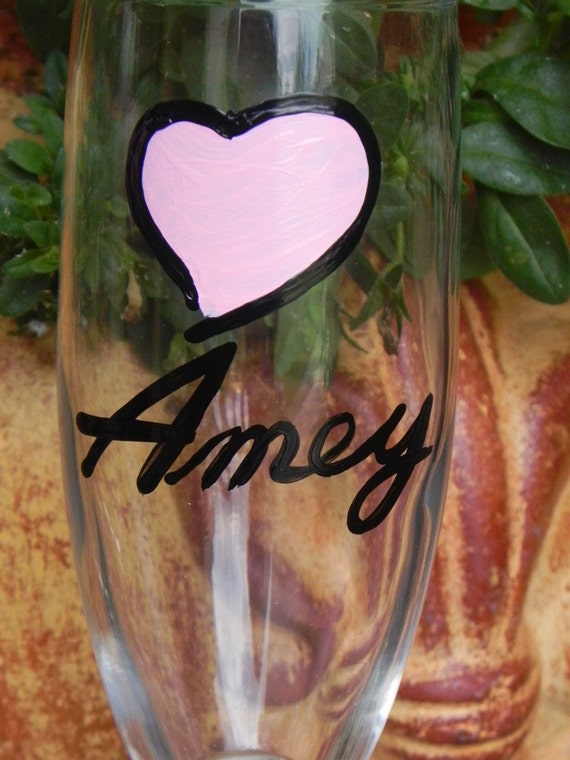 Custom Heart champagne flutes