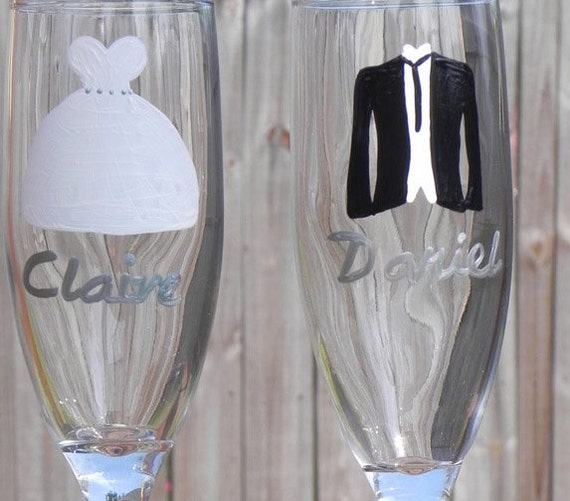 Bride and Groom Champagne Flute Set
