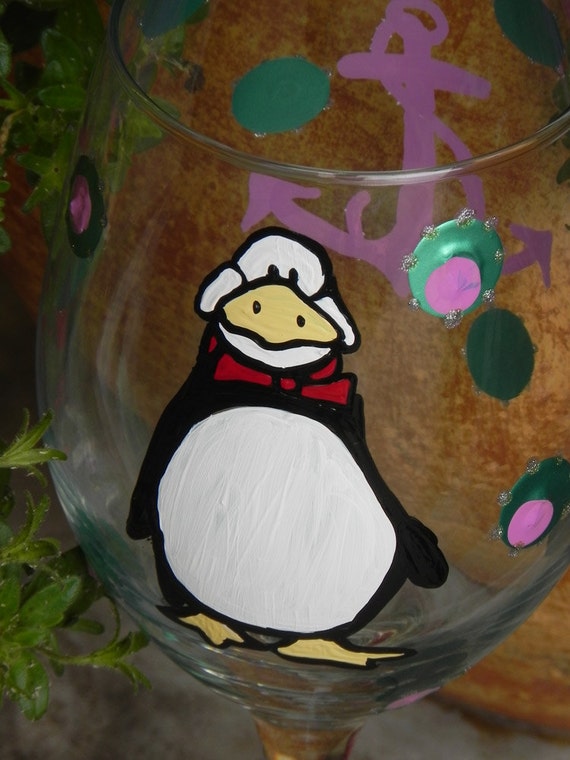 Tuxedo Penguin Wine Glass