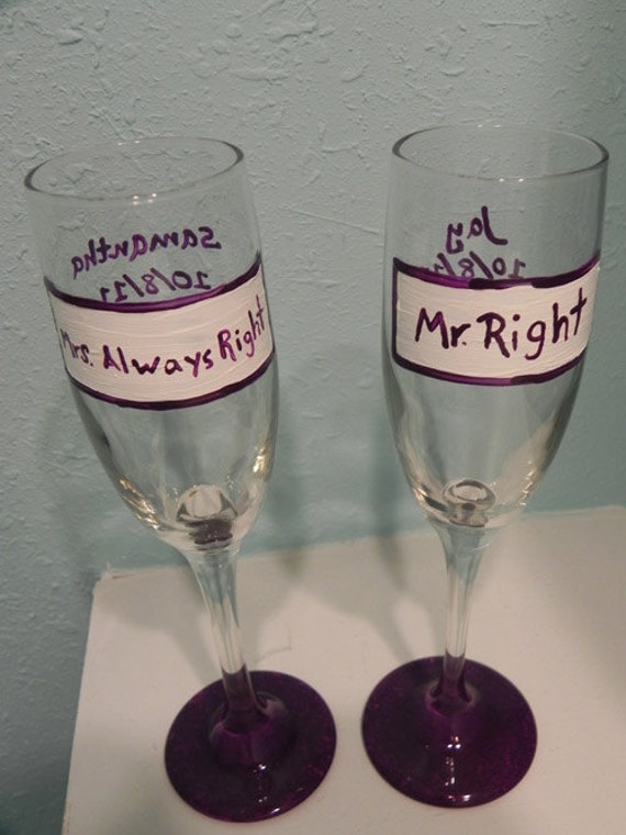 Mr.Right and Mrs. Always Right Wedding champagne flutes