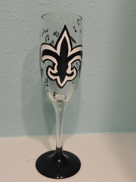 Jazz wine glass New Orleans Saints champagne flutes