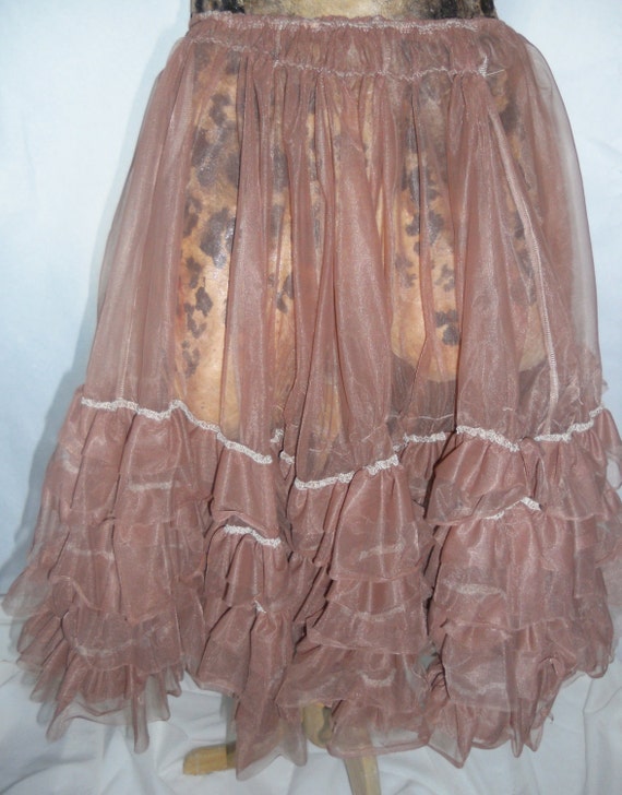 CRINOLINE PETTICOAT SKIRT made out of nude tan colored nylon for under ...