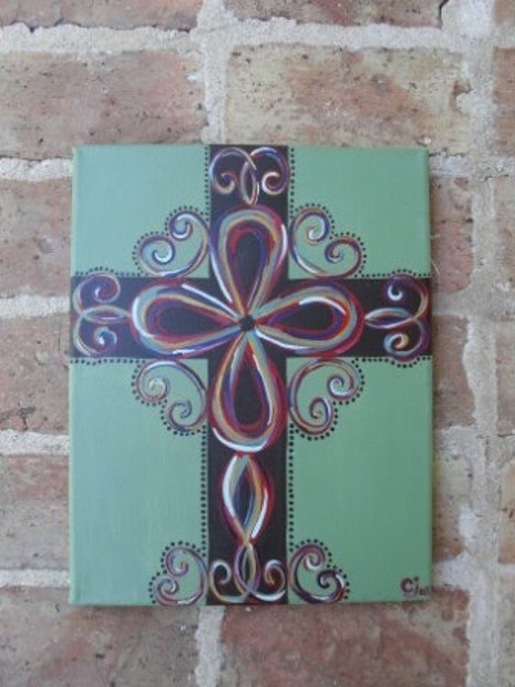 Items similar to Hand Painted Canvas Cross on Etsy