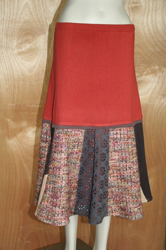 Items similar to Recycled Sweater Skirt OOAK Terracotta Cotton, Merino ...