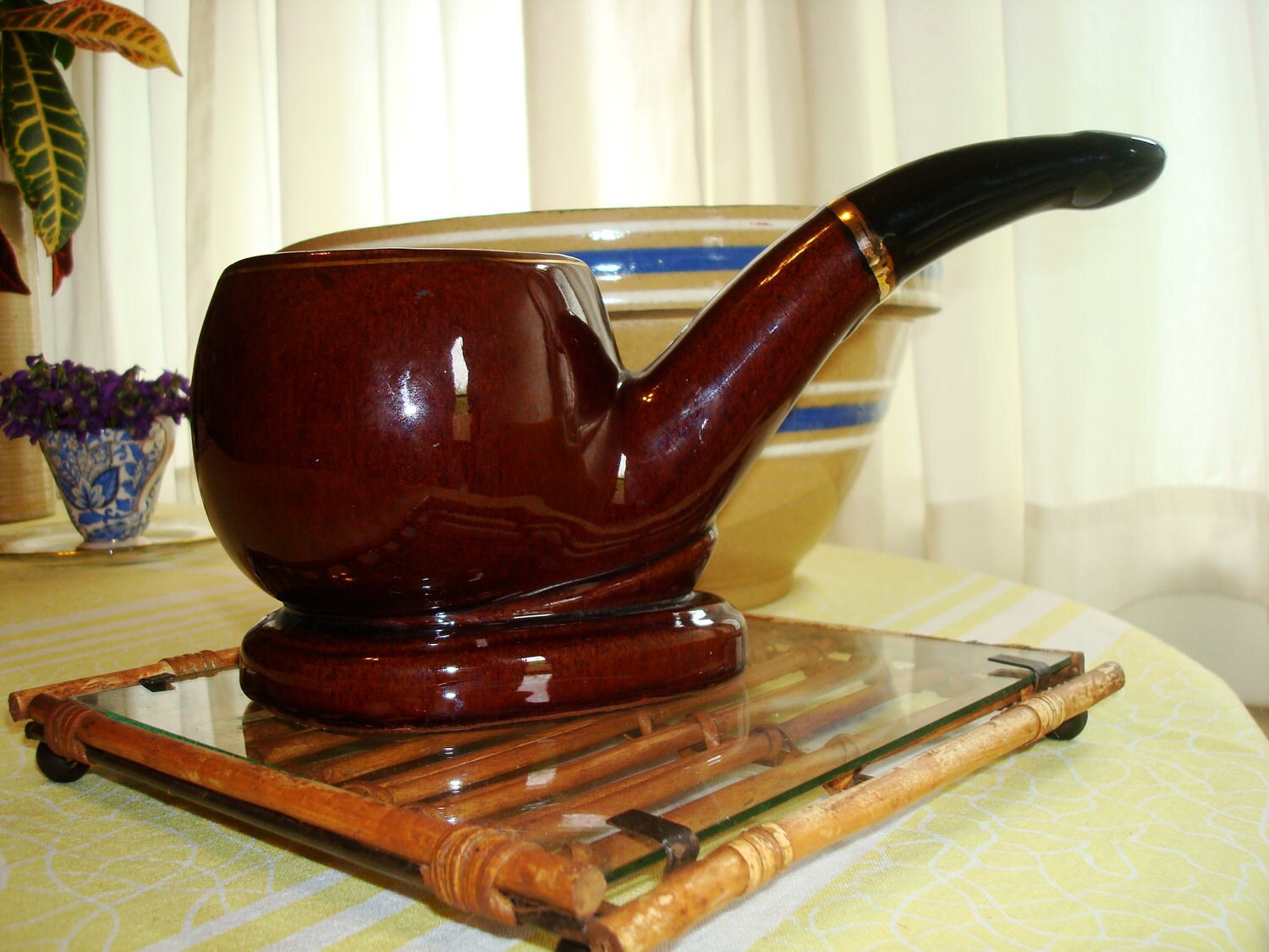 Vintage Pipe Planter or Tobacco Holder