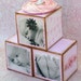 Personalized Vintage Pink Birth Announcement Photo Blocks Trio Gift