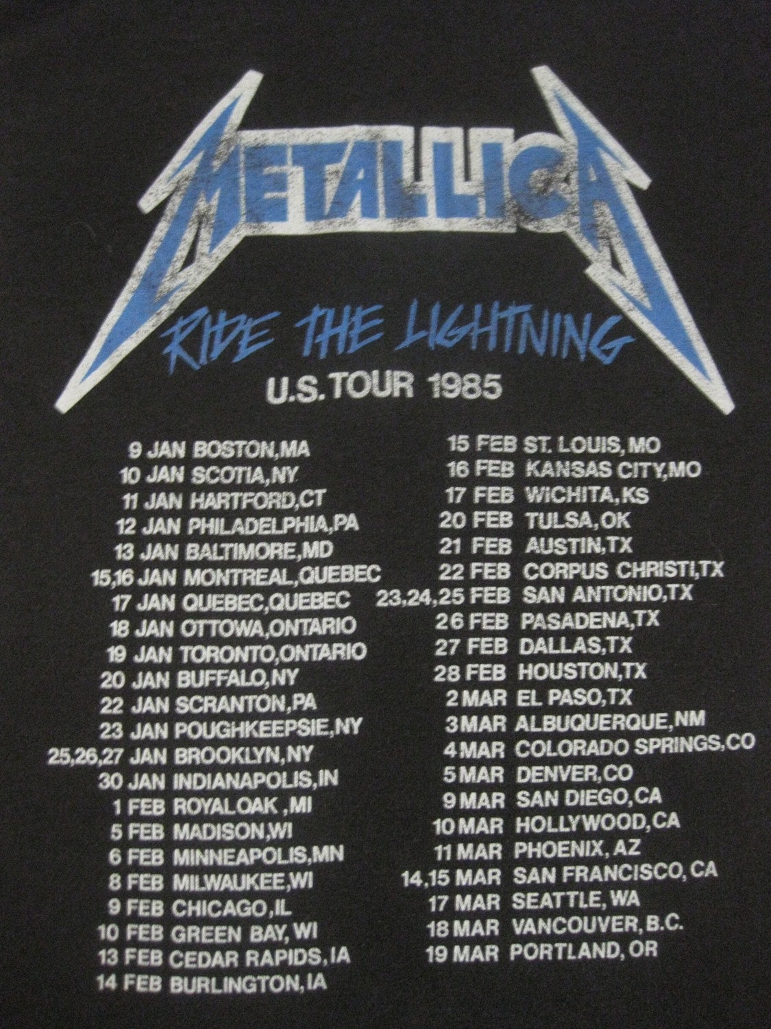 Vintage METALLICA 1983 tour T SHIRT concert tee by rainbowgasoline