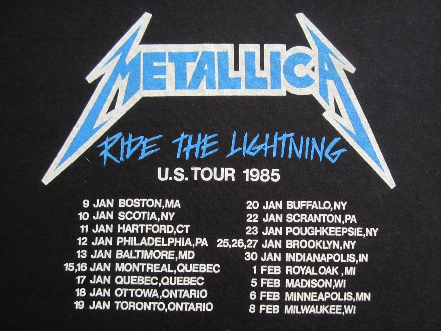 Original METALLICA vintage 1985 tour T SHIRT