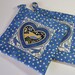 Quilted Potholders (Pair) Blue Hearts, Cotton Hot Pads