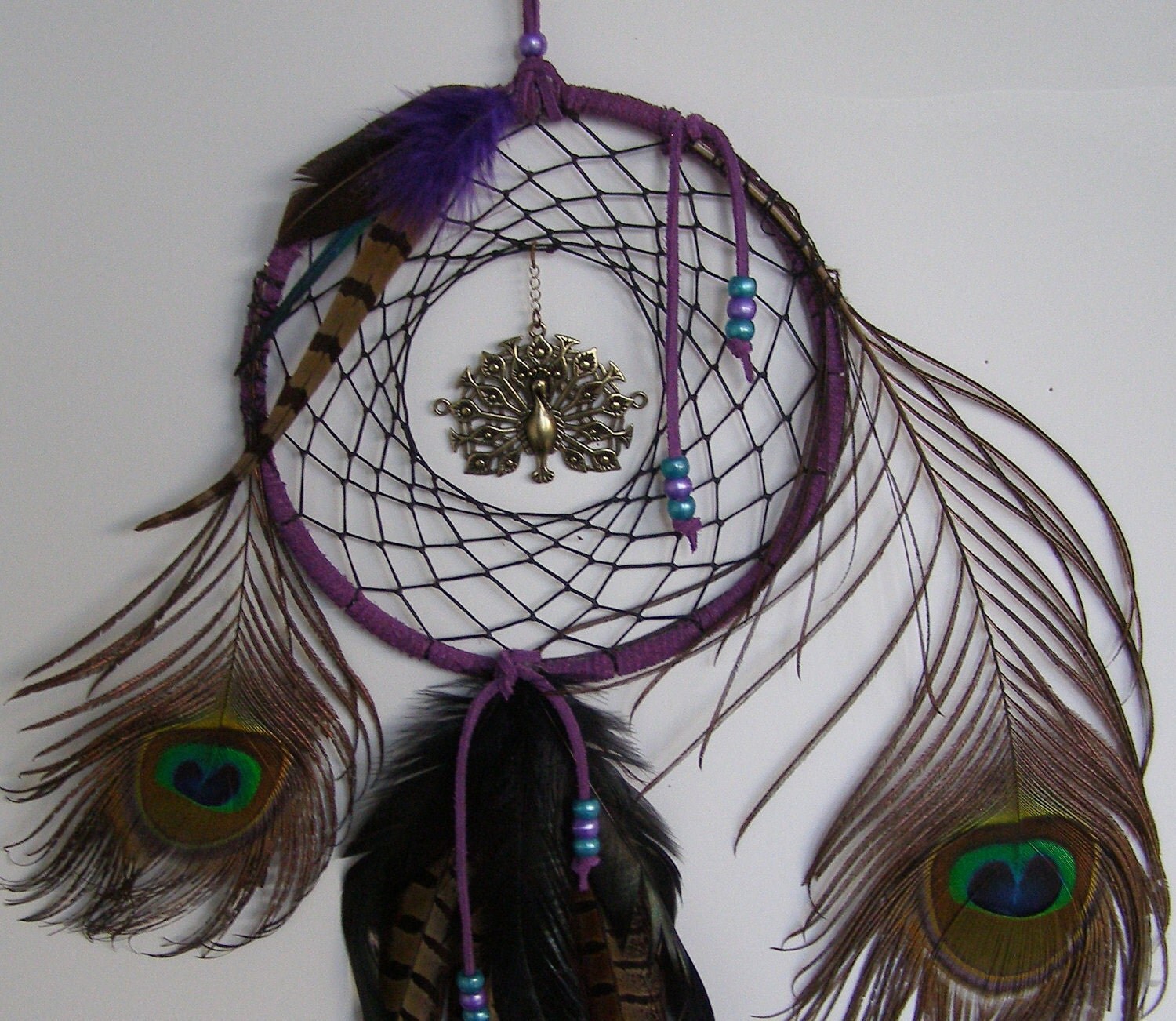 Peacock Feather Dream Catcher 7 inch