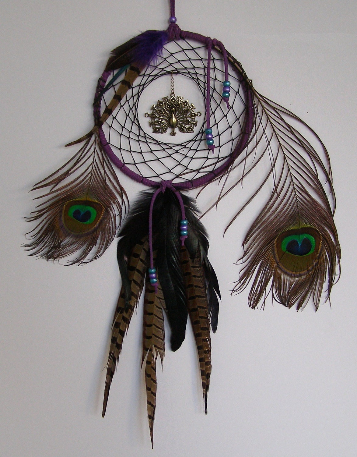 Peacock Feather Dream Catcher 7 inch