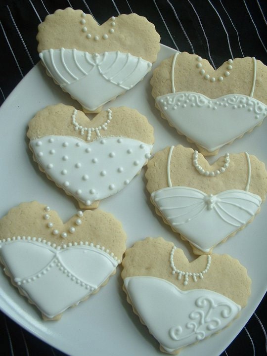 Wedding Cookies Bride and Groom Heart cookies 1 dozen