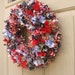 Patriotic Wreath, Ribbon Wreath, Fabric Wreath, Red White and Blue Wreath, Stars and Stripes Rag Wreath, Patriotic Decoration