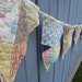 Garland, Fabric Garland, Fabric Banner, Fabric Pennant, Bunting, Quilted Banner, Fabric Bunting, Vintage Quilt Decoration, Cottage Chic