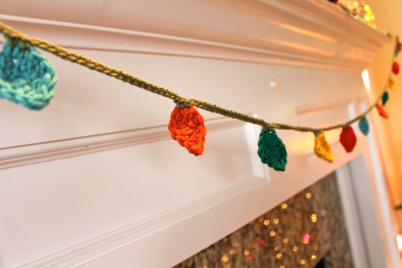 Crocheted Holiday Lights Christmas Garland by JacquelynVaccaro