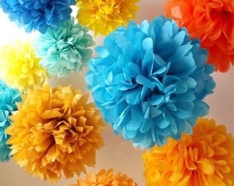 Tissue paper pom poms 10 poms choose your colors