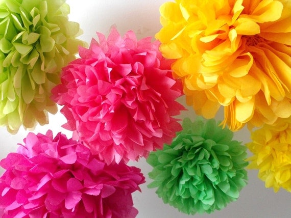 Paper pompoms ... 50 Poms ... Pick Your Colors Il_570xn