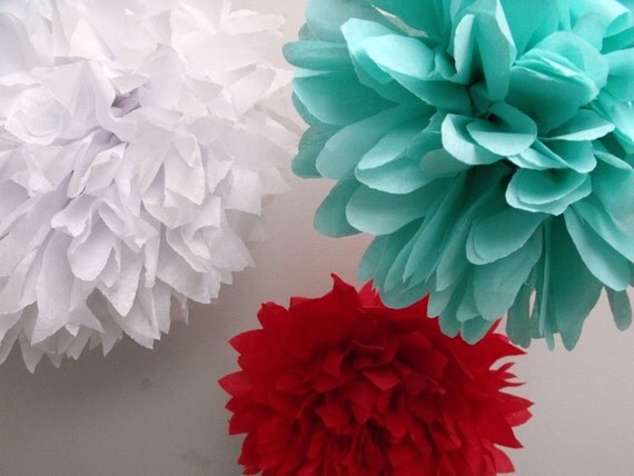 Paper pompoms ... 3 Poms ... Pick Your Colors Il_570xn