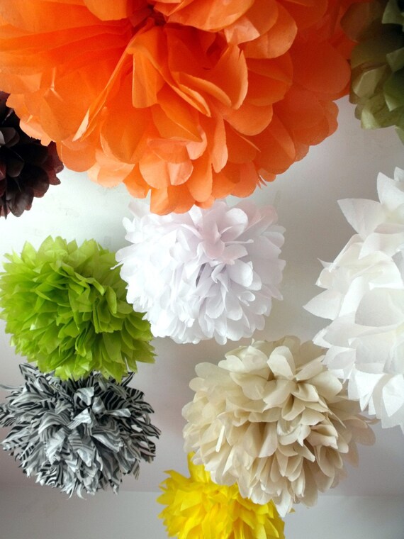 Nursery decor mobile ... 10 pompoms ... Safari Il_570xn