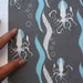 Ocean Animal Cotton Fabric "Squid & Seaweed" -Fat Quarter ( 21"x18") ready to ship