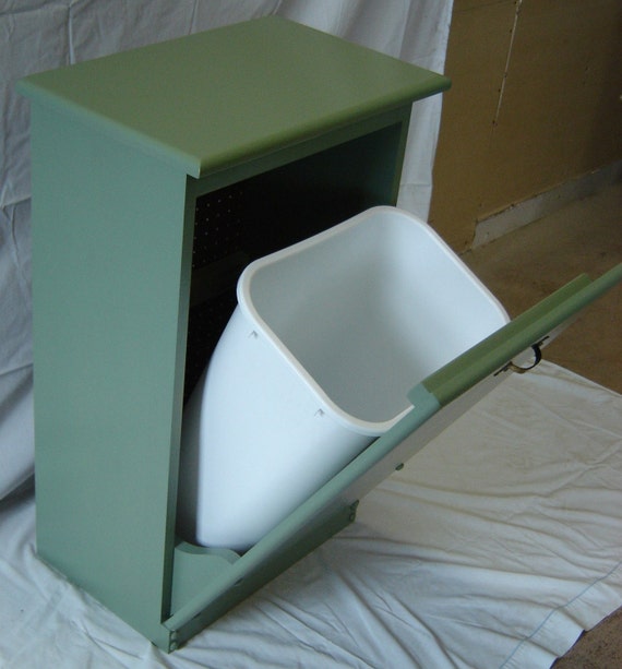 Items similar to New Solid Maple Wood Sage Green Garbage Bin Trash Can