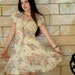 Vtg 90s pale yellow twirly grunge girly Floral Crochet babydoll flirty sun mini Dress S M