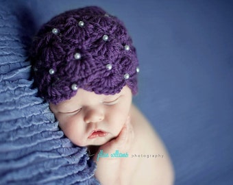 Crochet baby hat pattern - pearl fan hat - crochet pattern, hat crochet pattern- photo prop pattern