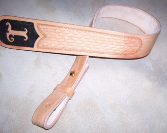 Choice-Brown, Black or Natural Color-Hand Tooled Personalized Leather Rifle Sling-Made To Order