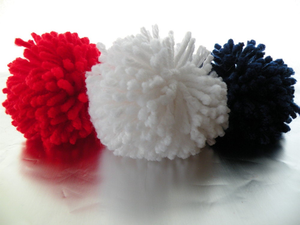 faux etsy pom fur pom pom pom Yarn Pom White Poms Blue Red home balls handmade