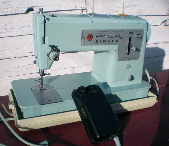 Atomic Sea Foam Green Vintage Singer 338 Sewing Machine 1960s