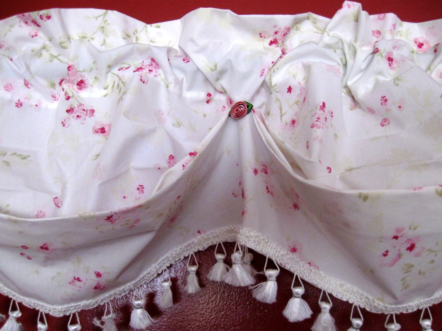 simply shabby chic cherry blossom valance with tassel trim simply shabby chic cherry blossom valance with tassel trim